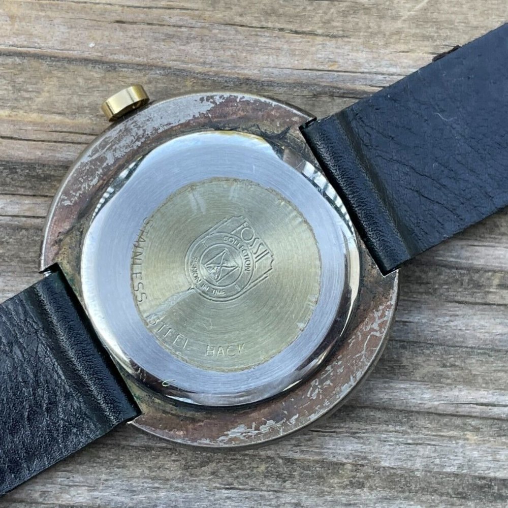 Fossil Men Wrist Watch Analog Black Leather Band Vintage Watch - Picture 7 of 10